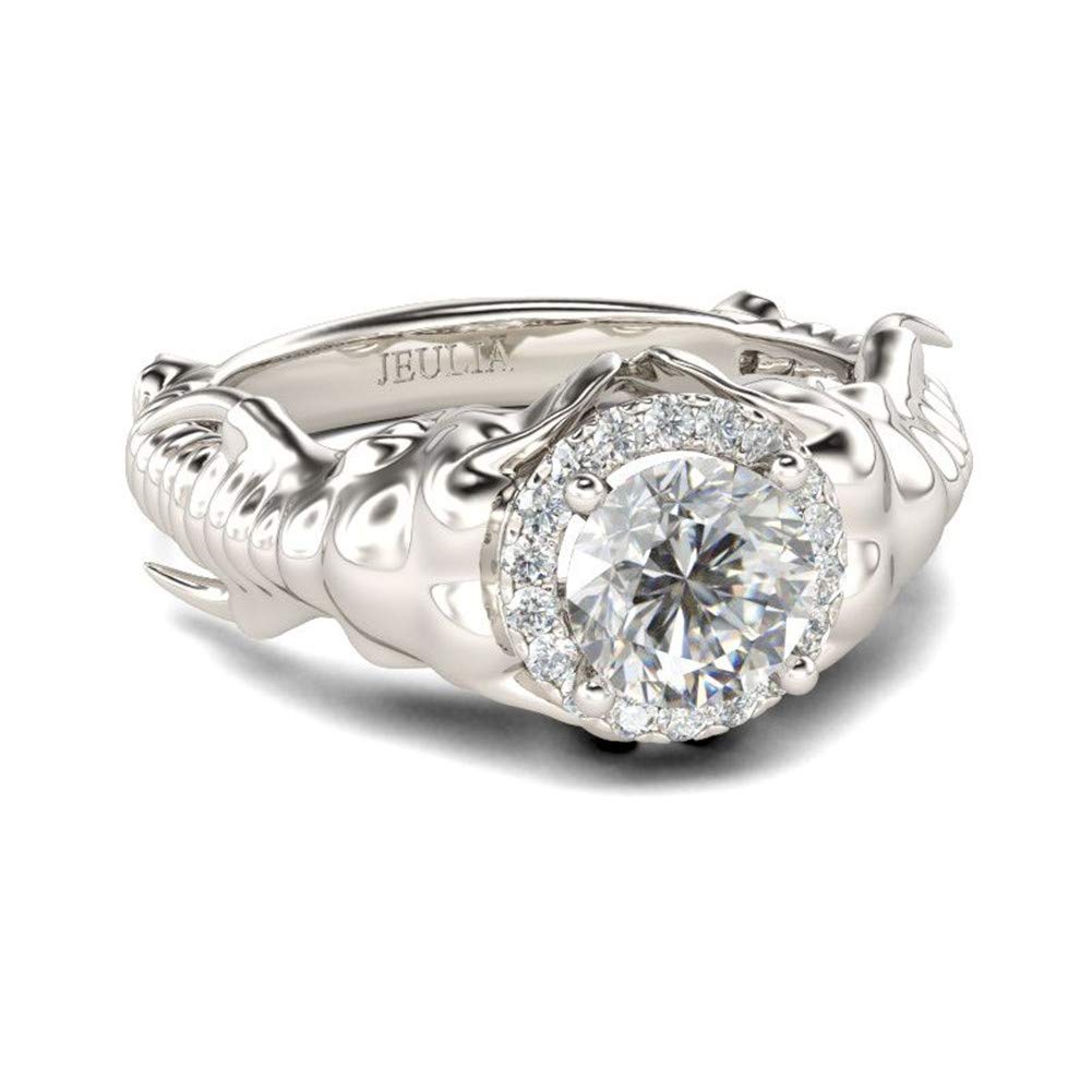 Jeulia 2.5 Carat Elephant Ring Set for Women - 925 Sterling Silver Cubic Zirconia Wedding Band, Engagement & Anniversary Rings - Romantic CZ Solitaire Promise Rings for Brides, Perfect for Proposals, Weddings & Special Occasions