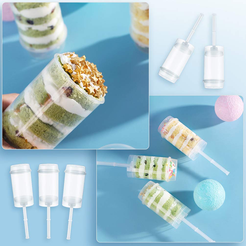 30pcs Mini Cake Maker Cupcake Holders with Lids - Bulk Candy Cake Pop Containers, Clear Acrylic Push Pop Stand for Lollipops & Cake Shooter | Perfect for Party Favors, Baking Display & Dessert Packaging