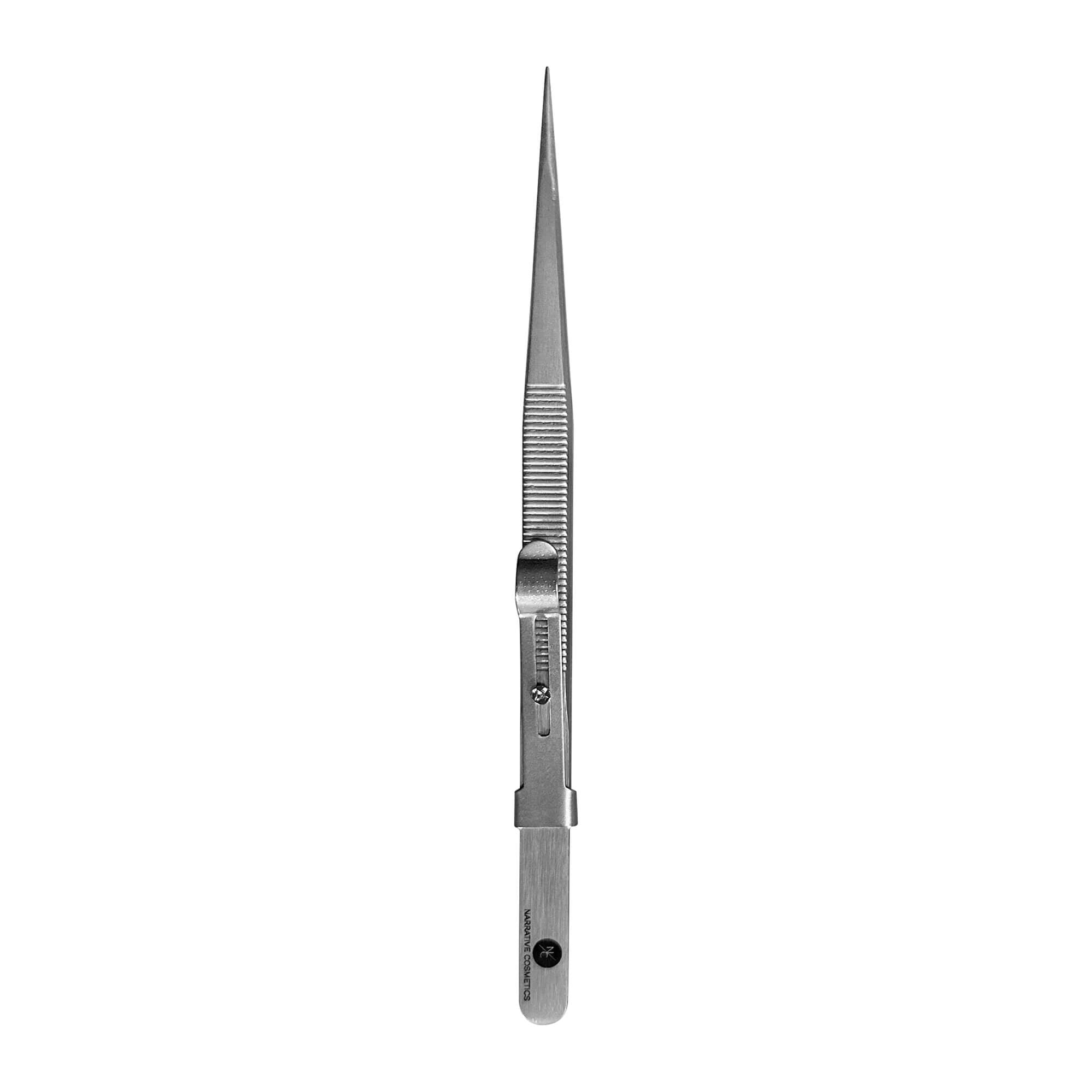 Premium Stainless Steel Tweezers with Sliding Lock - Professional Slant Tip for Eyebrow Plucking, Splinter Removal & Crafting - Ideal for Beauty, First Aid & DIY Projects