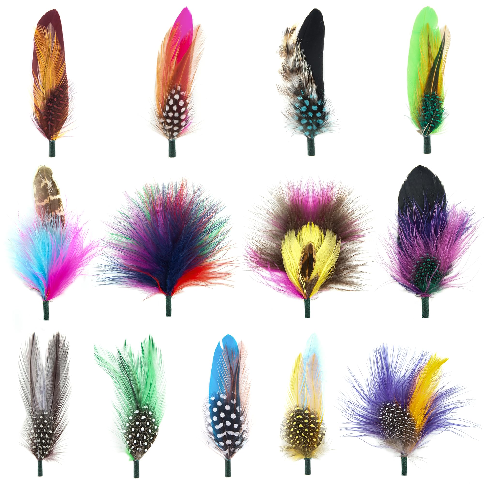 Natural Brown Feather Packs for Fedora, Cowboy & Trilby Hats - Assorted Feather Accessories for Hat Decorations, DIY Crafts & Costume Design
