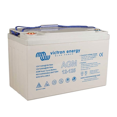 Victron Energy 12V 125Ah AGM Deep Cycle Battery with M8 Terminals - Perfect for Solar Power Systems, Marine & RV Applications