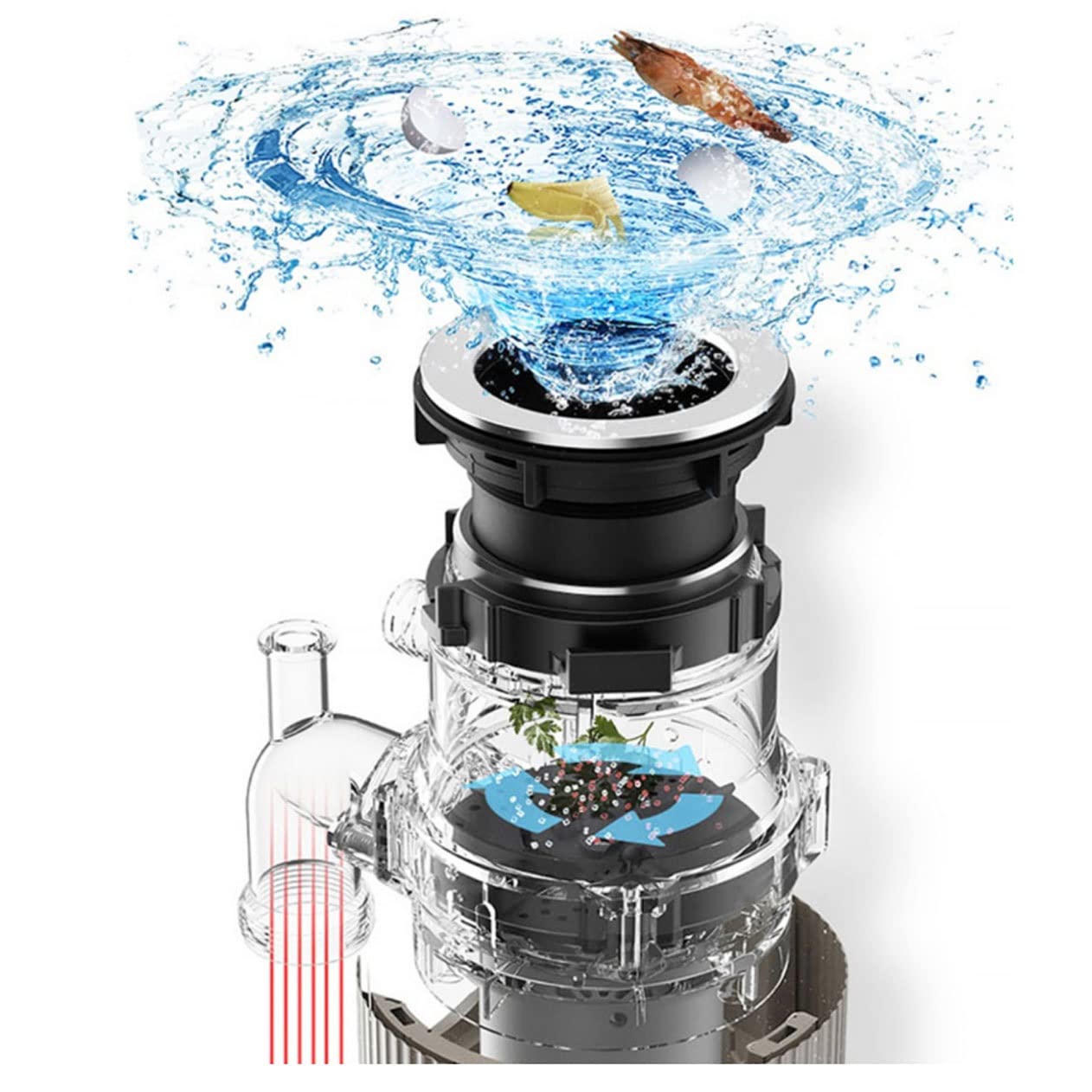 560W Black Kitchen Garbage Disposal - Food Waste Grinder & Recycling Container for Eco-Friendly Home (Perfect for Small Kitchens & Sustainable Living)