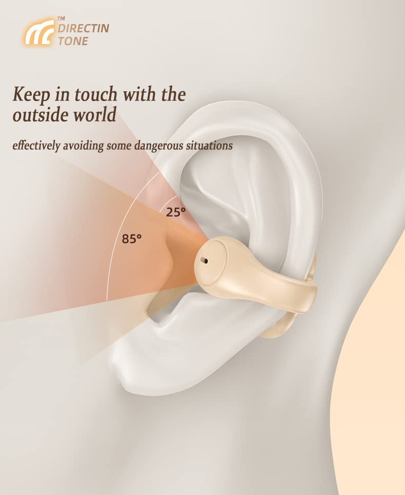 Loluka Bluetooth Ear Clip Bone Conduction Headphones - Wireless Open Ear Headset with Charging Case, Bluetooth 5.3 for Workout, Cycling, Running, Gym, Sports & Outdoor Activities - Sweatproof Lightweight Headphones for All-Day Comfort