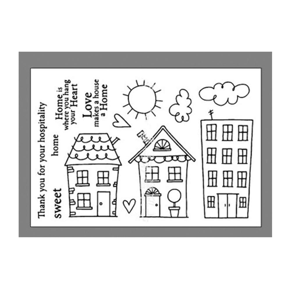 MEIISI Cute Clear Silicone Stamps for Card Making - DIY Scrapbooking, Journaling & Home Decoration - Handmade Painted House Stamps for Kids & Family Craft Projects - Perfect for Greeting Cards, Scrapbooks, and Creative Gift Wrapping