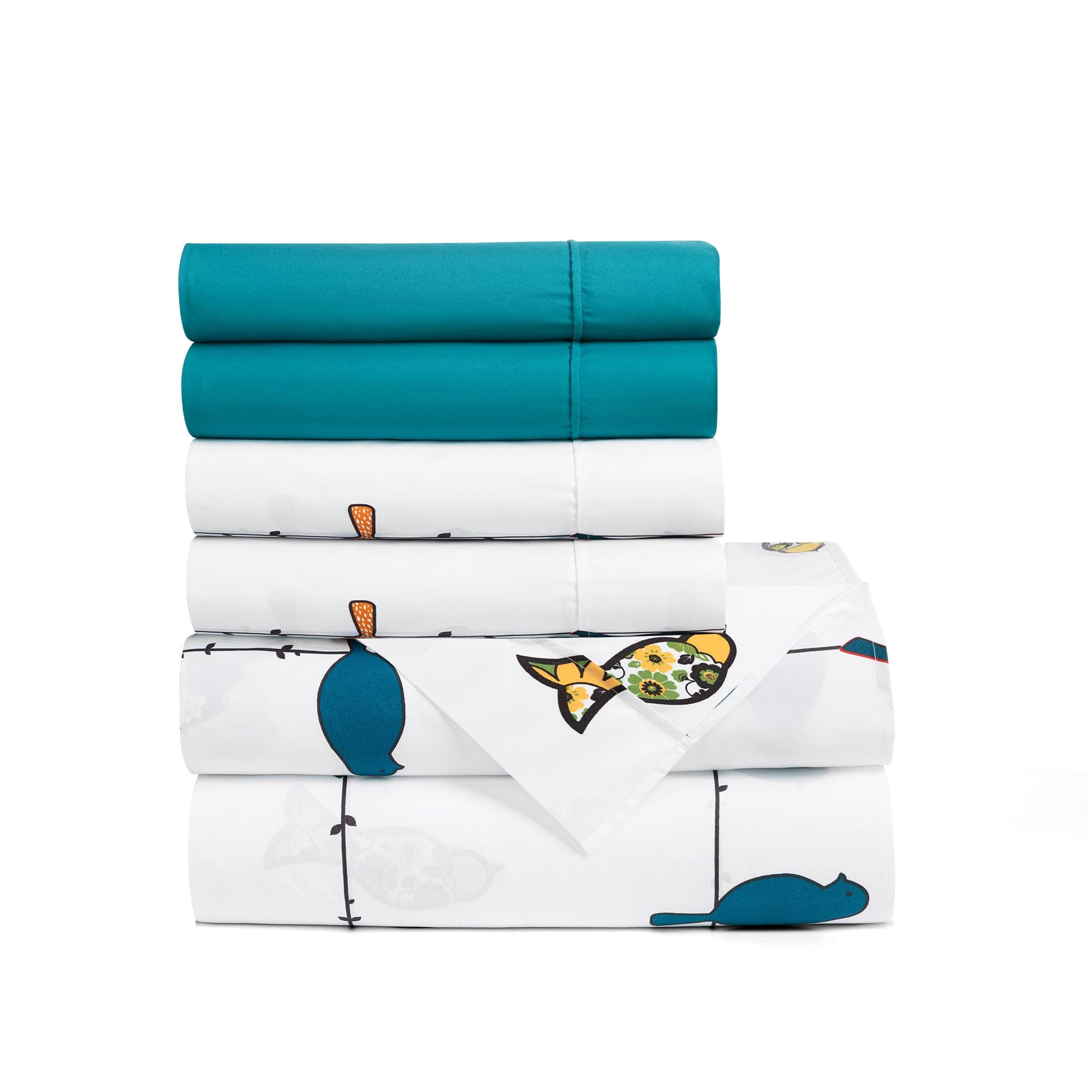 Rowley Birds 6-Piece Soft Cotton Sheet Set - Queen Size Bedding for Comfortable Sleep, Breathable & Cozy - Perfect for Master Bedroom, Guest Room, or Dorm
