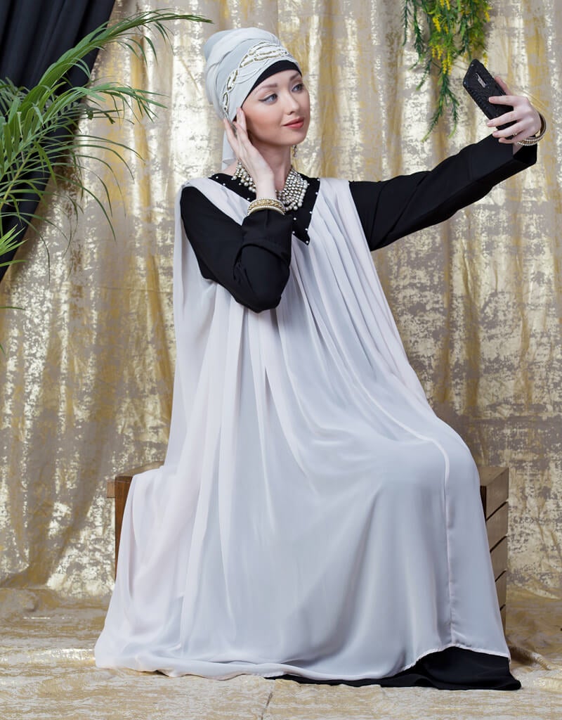 Elegant Arabic Embroidered Double Layer Abaya Dress for Women - Pink Party Wear for Eid, Wedding & Special Occasions