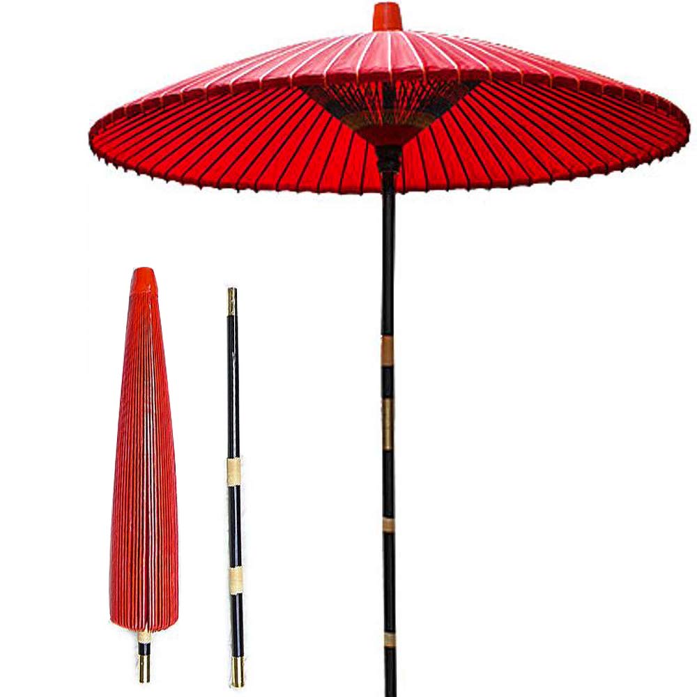 Japanese Retro Oil Paper Umbrella - Red Garden Parasol for Pool, Beach & Patio Decor