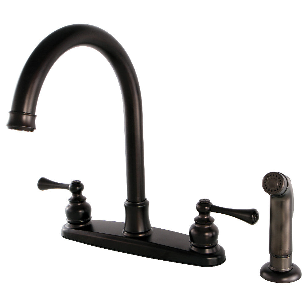 Kingston Brass FB7795BLSP 8-Inch Centerset Vintage Kitchen Faucet with Pull-Out Sprayer - Perfect for Farmhouse, Cottage & Traditional Style Sinks