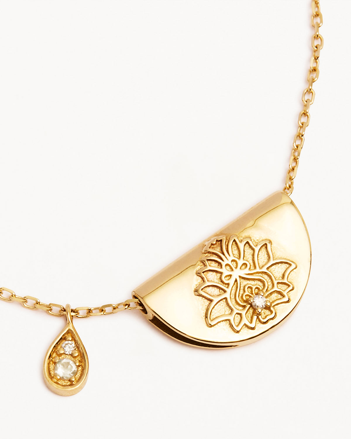 14K Solid Gold Lotus Birthstone Diamond Necklace with June Moonstone - Elegant Jewelry Gift for Women, Perfect for Birthdays, Anniversaries & Special Occasions