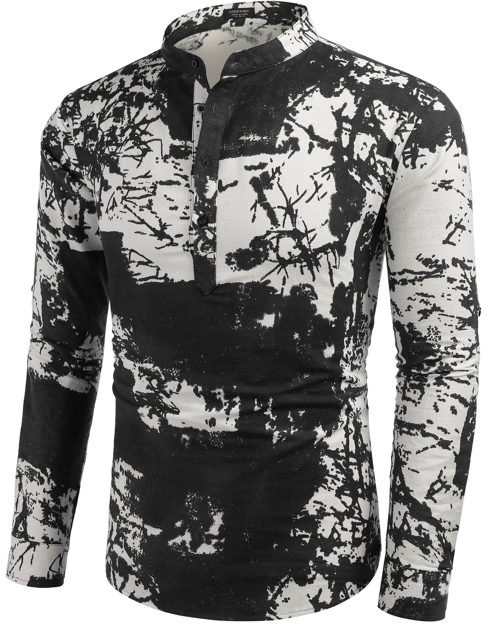 COOFANDY Men's Cotton Linen Henley T-Shirt | Long Sleeve Casual Shirt for Men | Breathable Summer Beach Shirt | Perfect for Outdoor Activities & Hippie Style Fashion