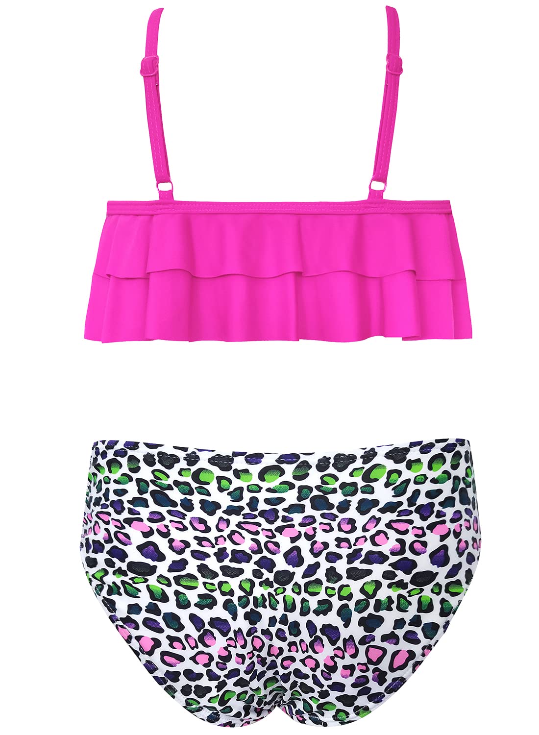 SHEKINI Girls Floral Print Two Piece Swimsuit with Ruffle Flounce - Cute Bikini Set for Beach, Pool & Summer Vacation