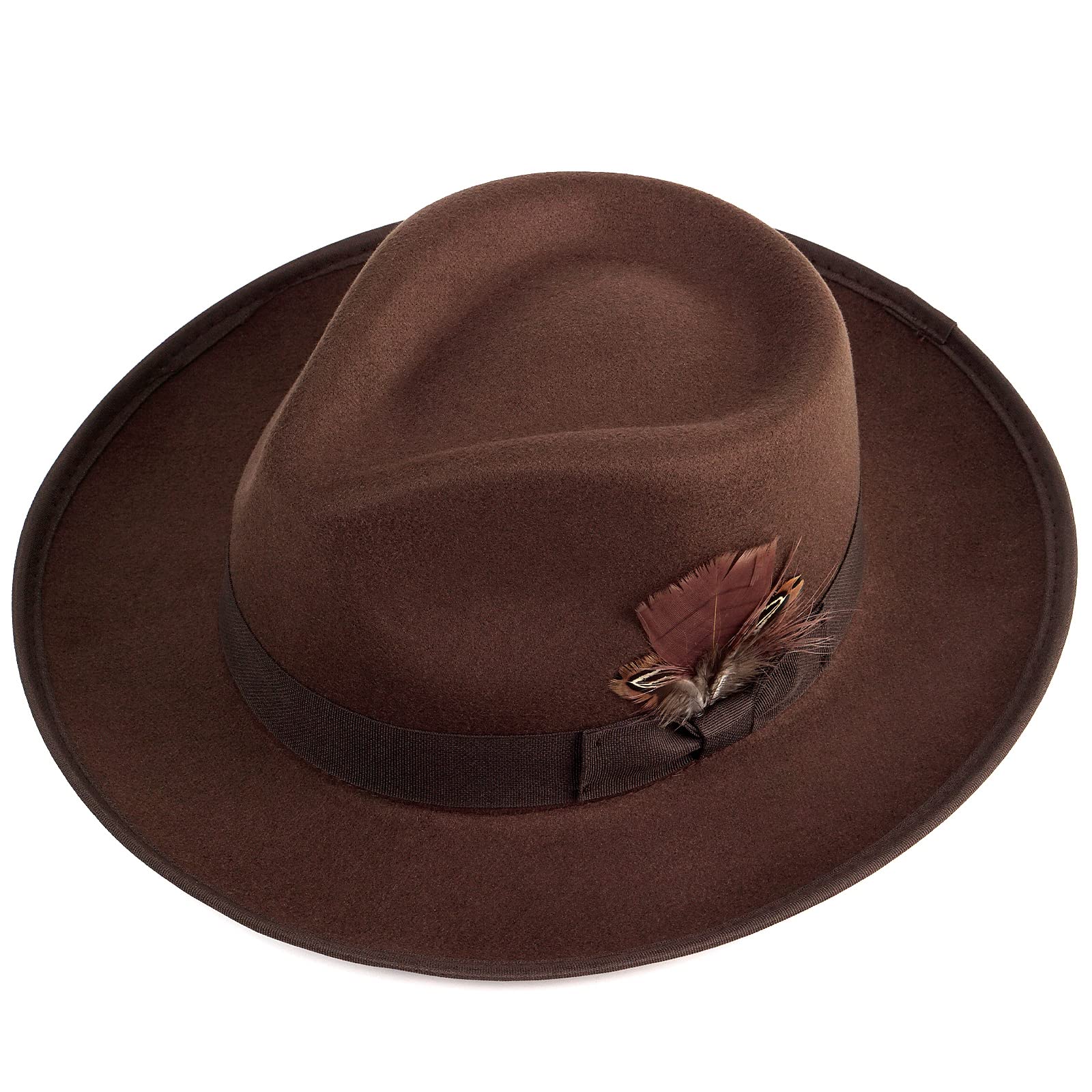 Stylish FADACHY Fedora Hat for Men & Women - Wide Brim Felt Dress Hat, Panama Trilby Hat for Outdoor, Party & Fashion Events