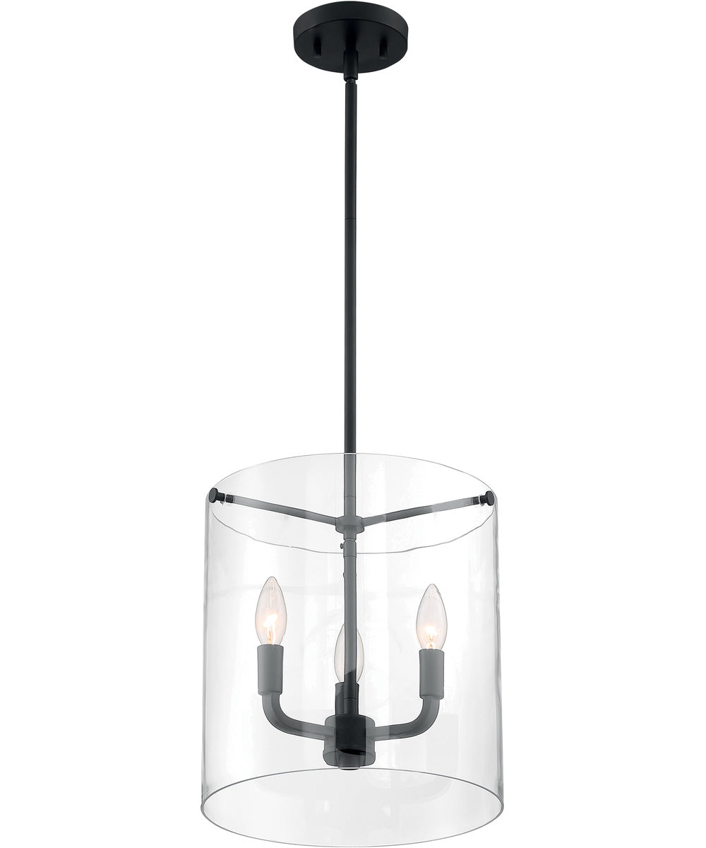 12W Sommerset 3-Light Pendant Lighting Fixture in Matte Black - Perfect for Kitchen Island, Dining Room, and Entryway Lighting