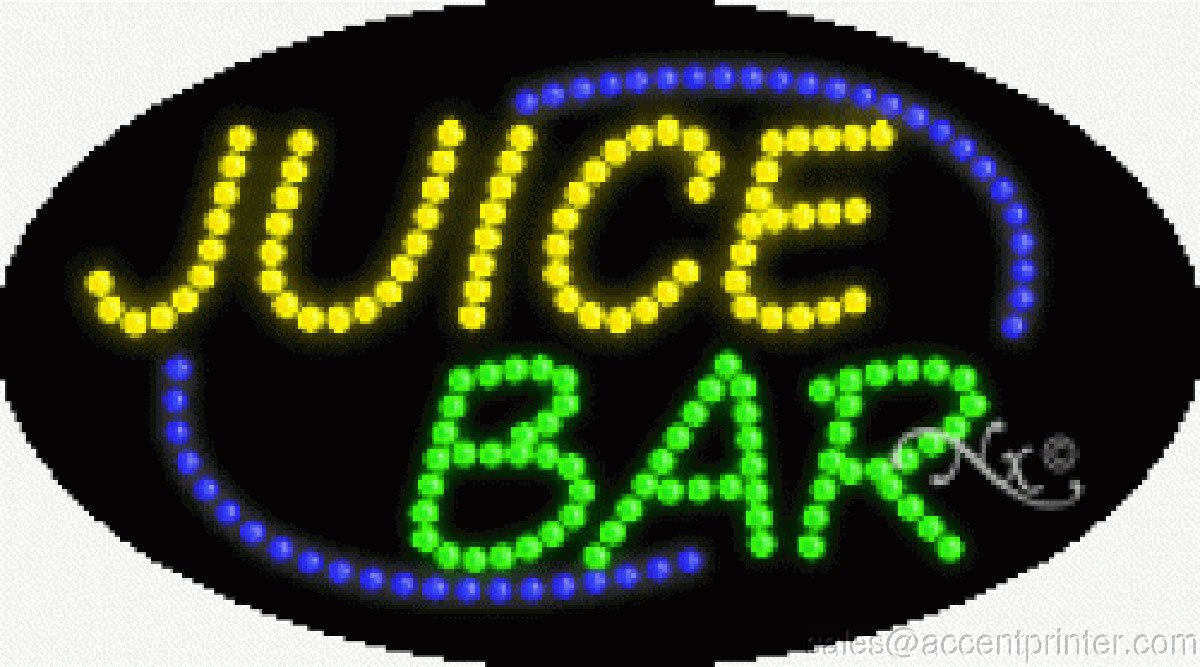 Juice Bar Flashing & Animated LED Sign - High Impact, Energy Efficient Commercial Lighting for Cafes, Restaurants & Retail Stores - Perfect for Storefronts, Windows & Outdoor Advertising