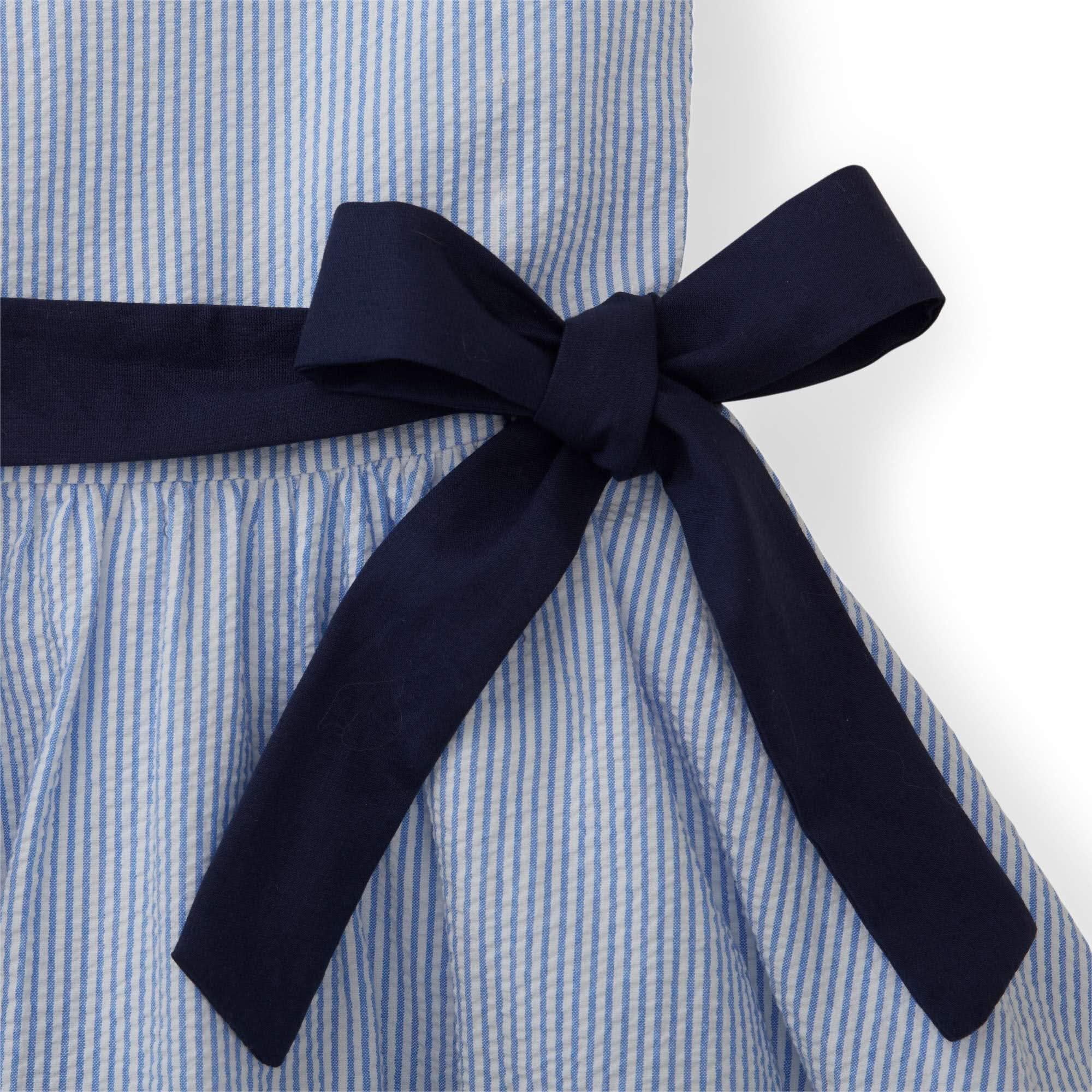 Hope & Henry Girls' Peter Pan Collar Seersucker Dress – Cute & Comfortable Summer Dress for Toddler Girls, Perfect for Parties, School, and Outdoor Play