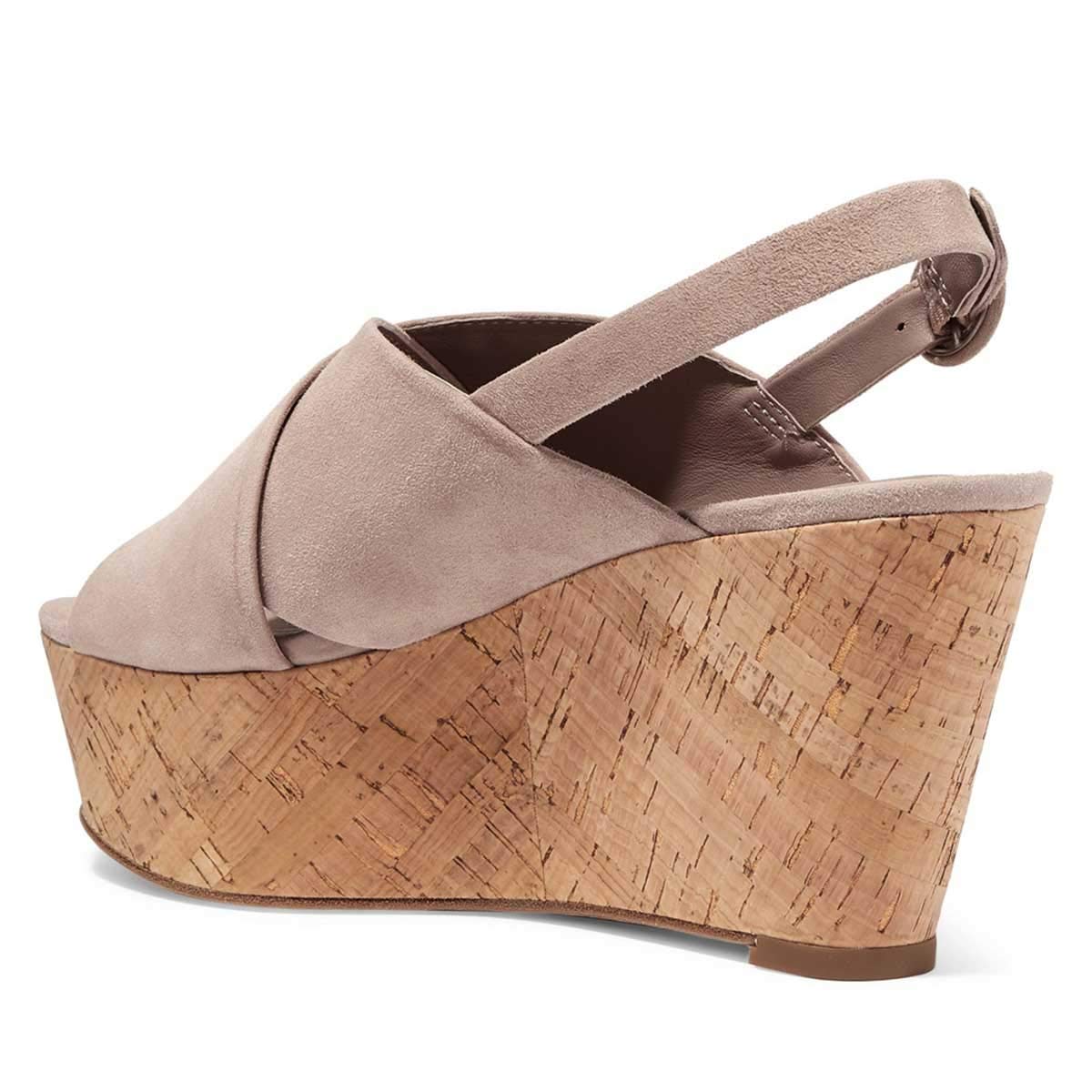 Women's Peep Toe Platform Wedge Sandals - Cork High Heel Slingback Suede Summer Shoes (US Size 4-15) | Perfect for Beach Vacations, Date Nights & Outdoor Weddings