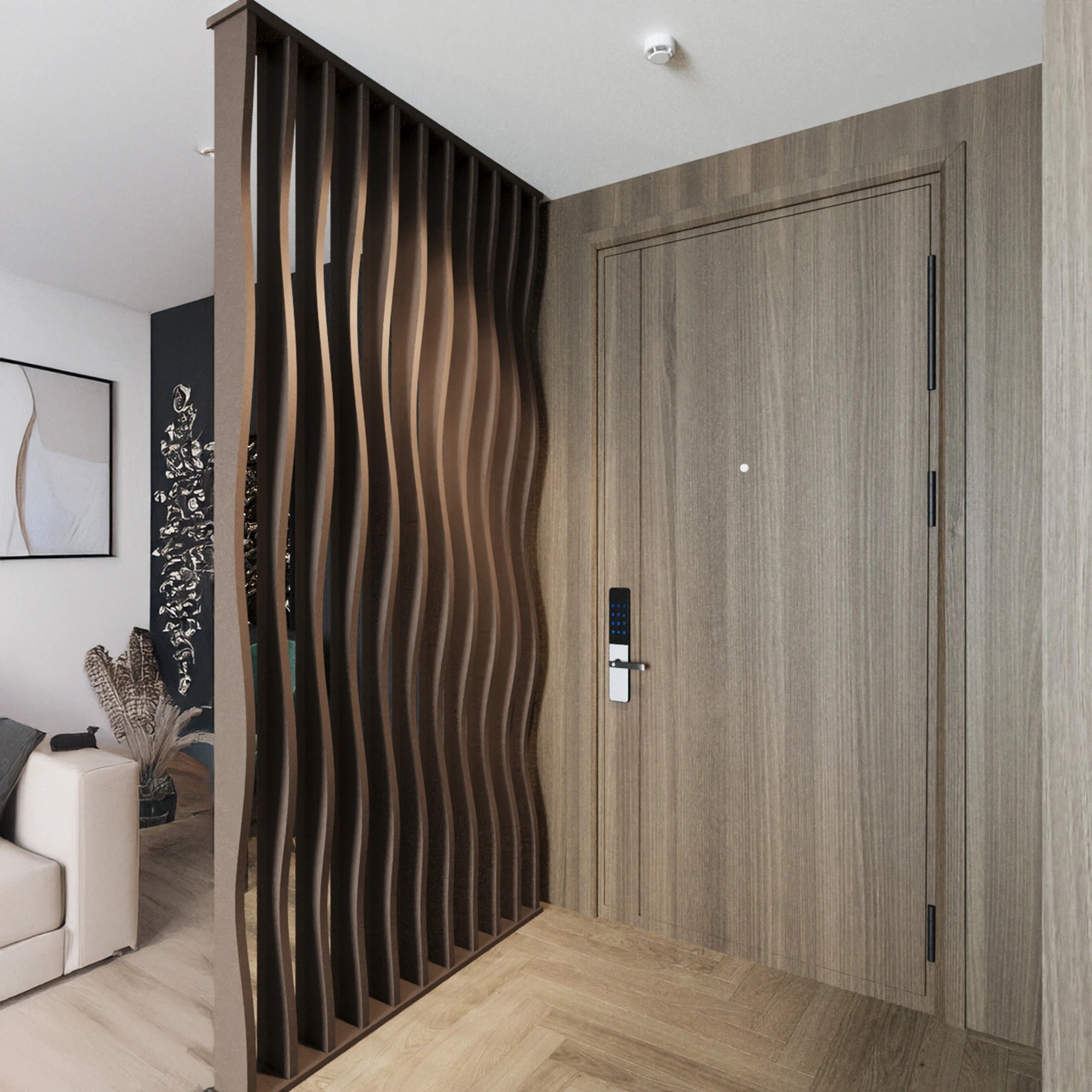 Modern Wavy Slatted Parametric Room Divider - Stylish Space Partition for Home Office, Living Room & Bedroom Privacy