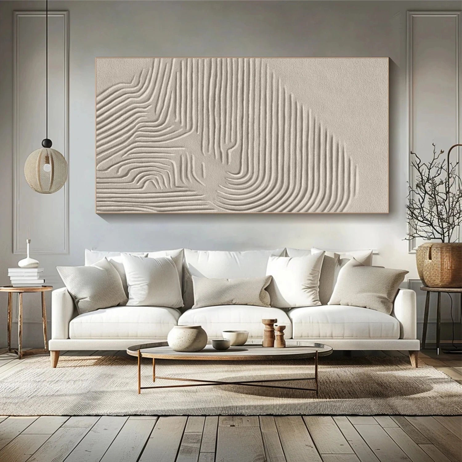 Custom Size Beige & Brown Abstract Wall Art Canvas Print #BB145 - Perfect for Living Room, Bedroom & Office Decor