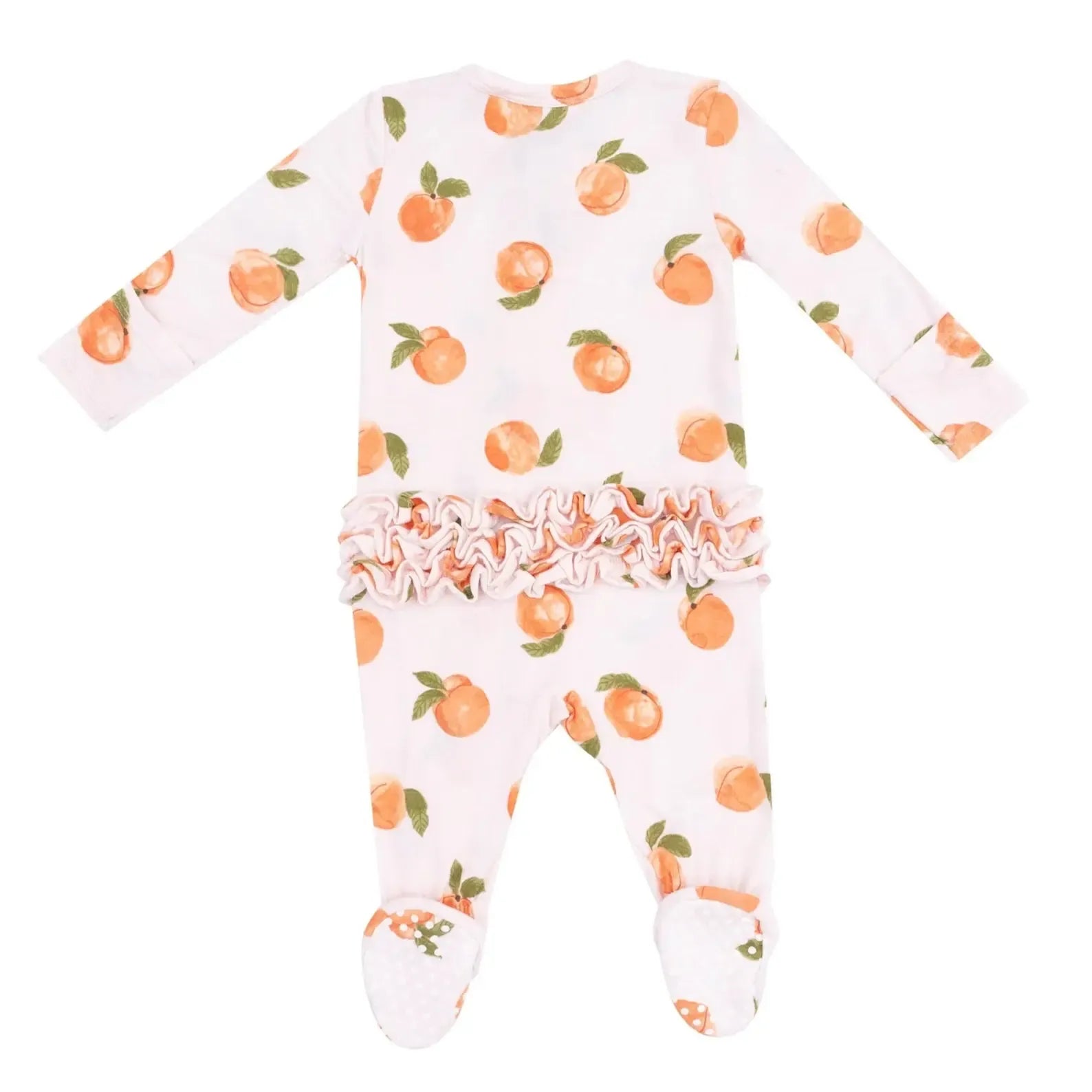 Angel Dear Two-Way Zipper Ruffle Back Footie - Soft Baby Romper with Watercolor Peach Print | Perfect for Newborns, Infants & Toddlers | Ideal for Playtime, Sleepwear & Photo Shoots