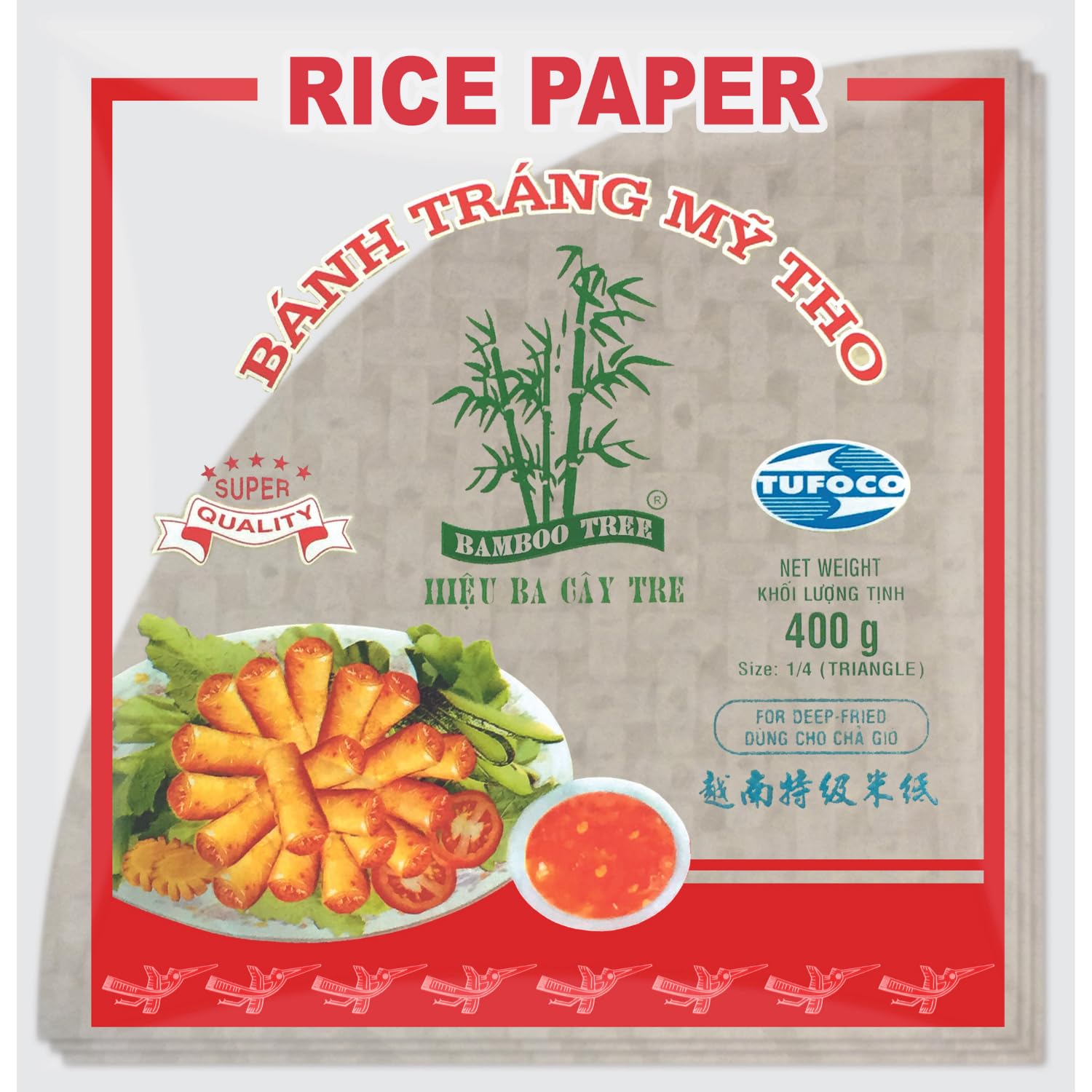 Bamboo Tree Rice Paper Triangle for Frying - 1 Pack (400g) | Perfect for Spring Rolls, Dumplings & Asian Cuisine