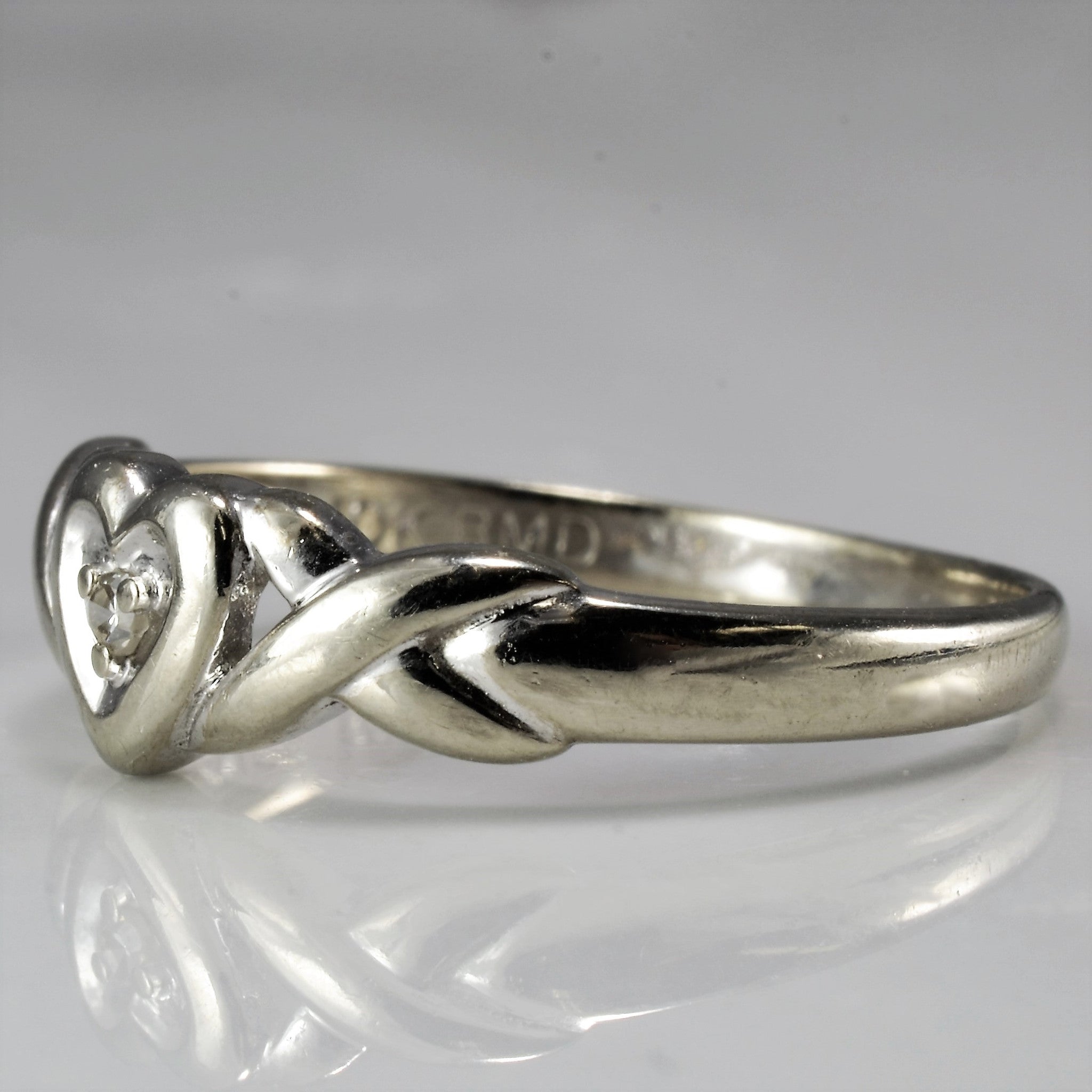 0.01 ct Love Knot Diamond Heart Ring - Size 6 | Sterling Silver Promise Ring for Women | Perfect Gift for Anniversary, Valentine's Day & Engagement