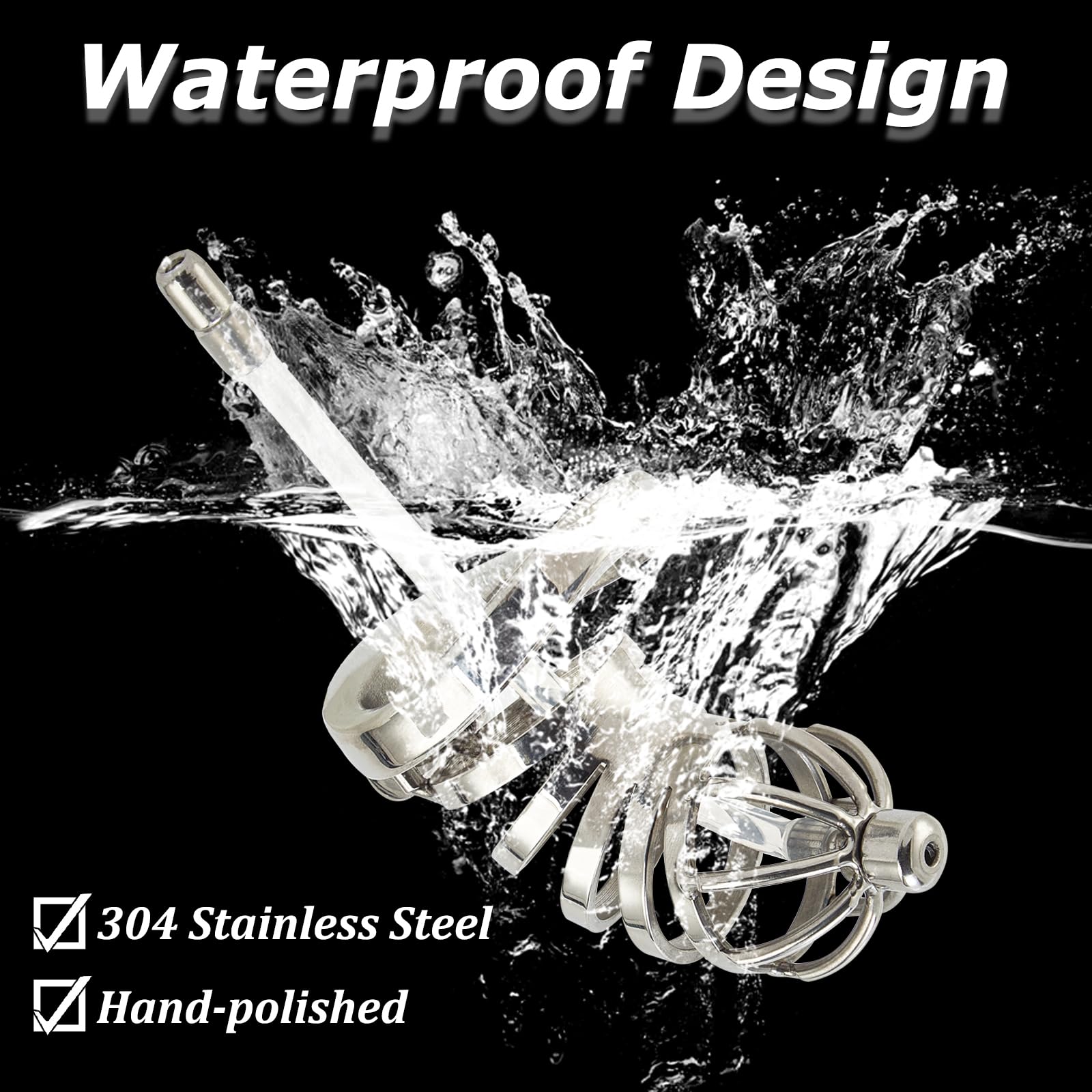 Stainless Steel Male Chastity Cage with 1.97 Inch Ring & Invisible Lock - Secure Cock Cage Device for Penis Exercise, BDSM Play and Abstinence Training - Perfect for Couples Bondage, Role Play and Long-Term Wear