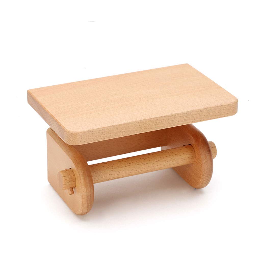 Solid Wood Wall Mounted Tissue Box Holder - Bathroom & Toilet Paper Organizer, Beige - Space Saving Napkin Dispenser for Home, Office, Kitchen Decor
