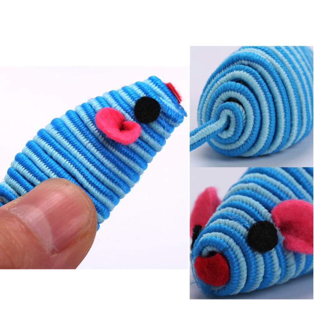 TEHAUX 6PCS Elastic Rope Cat Toy Mice - Interactive Teaser & Chew Toys for Small, Medium & Large Cats (Random Colors) - Perfect for Playtime, Exercise & Dental Health