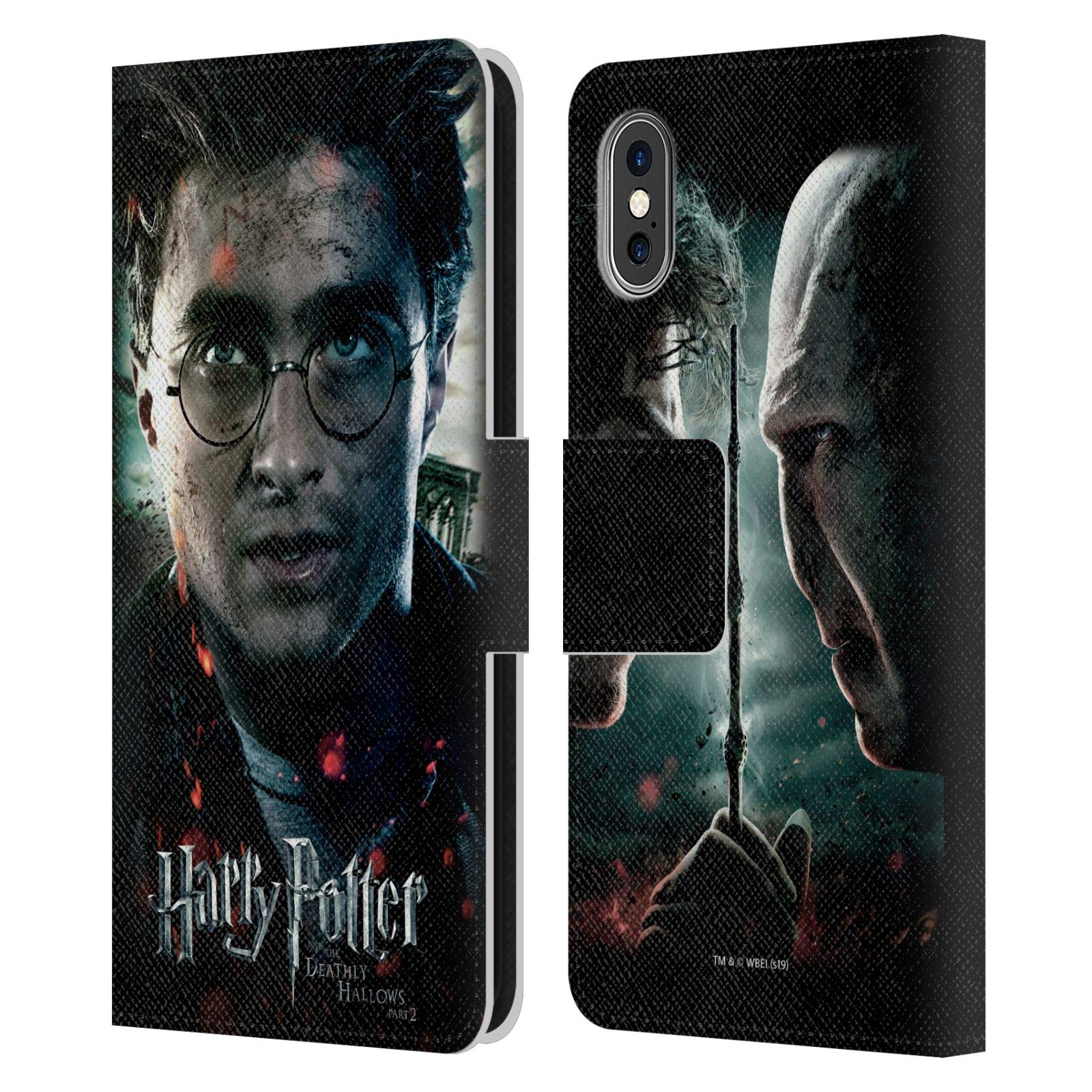 Official Harry Potter Deathly Hallows VIII Leather Book Wallet Case for iPhone X/Xs - Licensed Portrait Design for Fans & Collectors - Perfect for Daily Use, Travel & Gifting