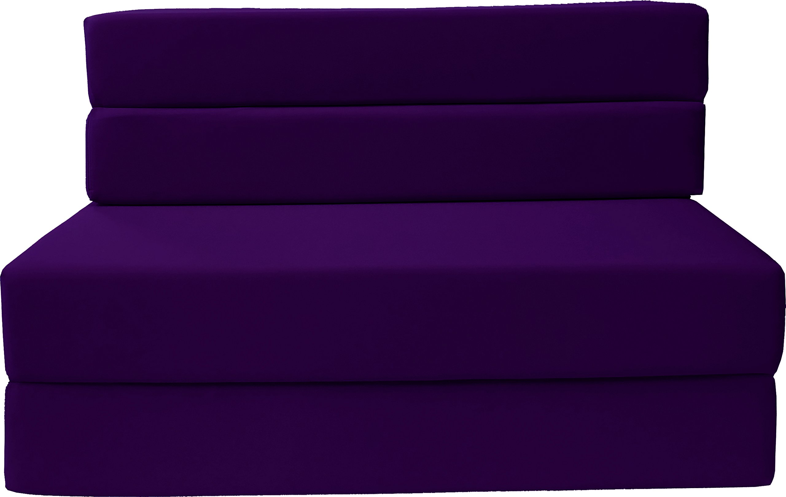 D&D Futon Furniture Folding Foam Mattress - Full Size Purple Convertible Sofa Chair Bed for Guest Room, Small Space & Dormitory Use - Comfortable Sleeper Solution for Apartments & Home Office