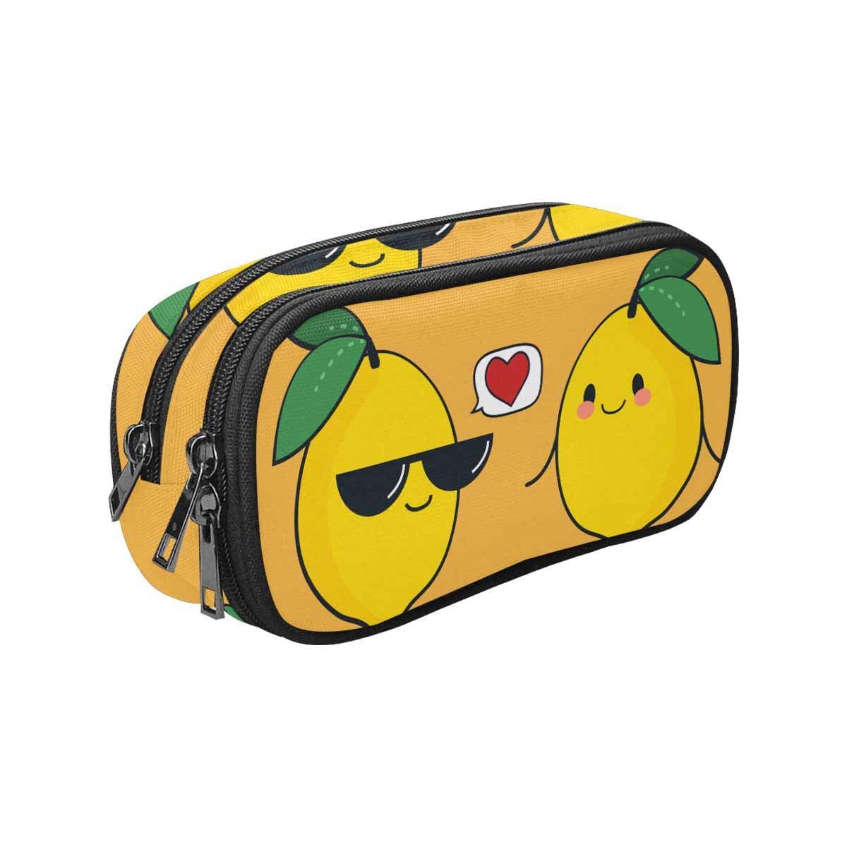 InterestPrint Lemon Cartoon Cute Fruit Couple Large Capacity Pencil Case - School Supplies Pouch for Students, Office & Travel Organization
