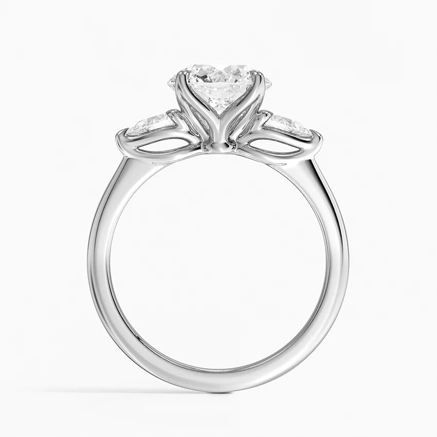 Exquisite Fleur Three Stone Diamond Engagement Ring Setting - EC126 | Perfect for Proposals, Anniversaries & Bridal Jewelry