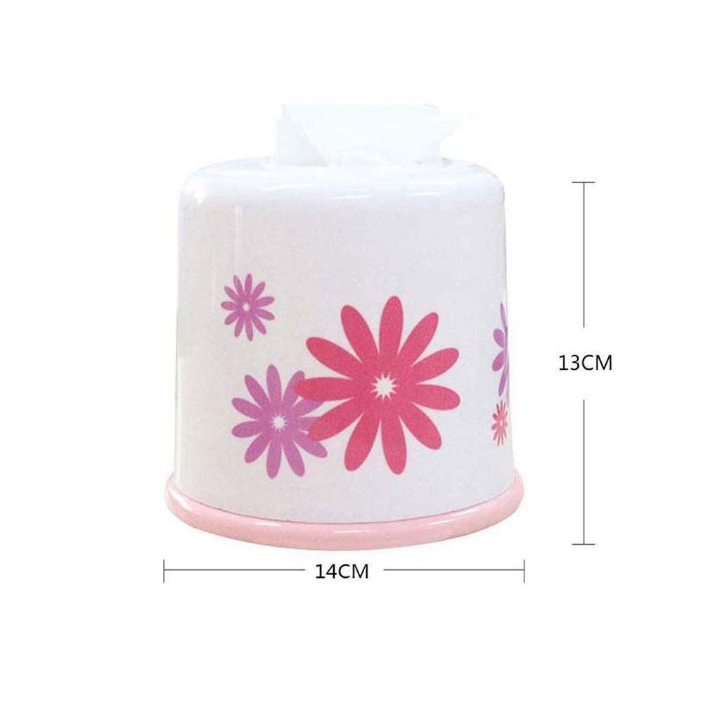 Pink Round Plastic Tissue Box Cover Holder for Bathroom Vanity & Living Room - Simple Lovely Design for Paper Towel & Roll Storage - Perfect for Countertops, Home Decor, and Household Organization