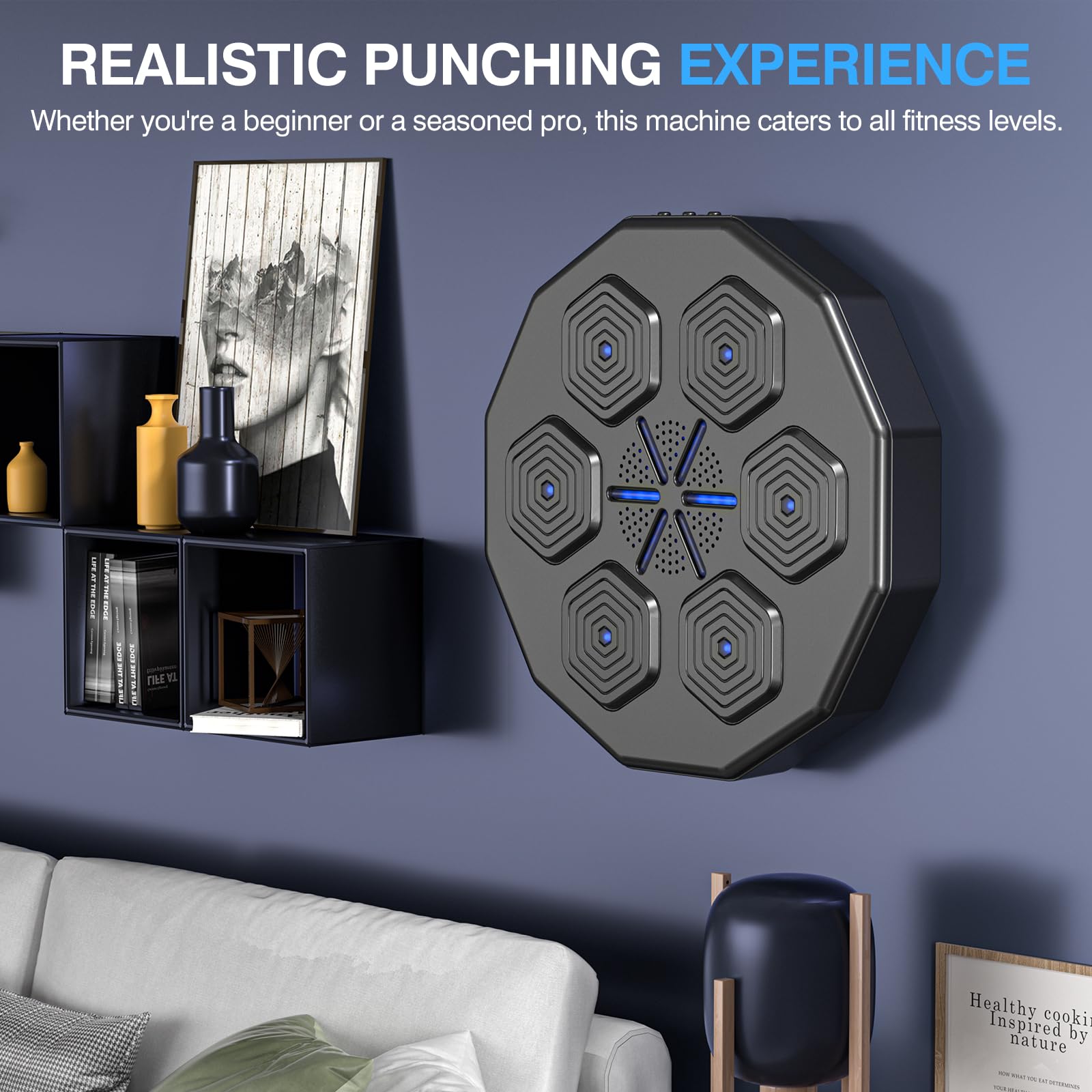 2025 Upgraded 2.0 Smart Bluetooth Music Boxing Machine with 2 Pairs of Gloves - Wall Mounted Home Exercise Equipment for Parent-Child Workouts & Fitness Training | Perfect for Home Gym, Boxing Practice, and Family Fitness Activities