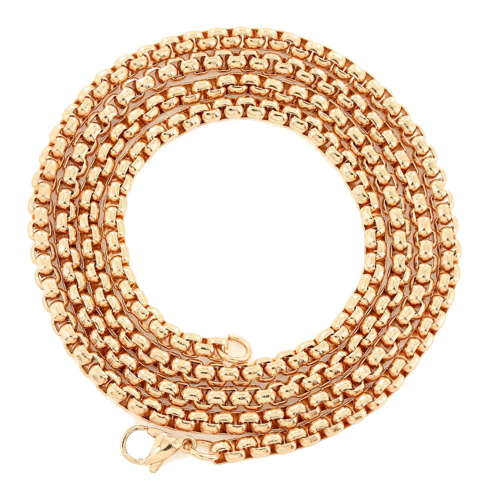 Men's 4mm Stainless Steel Box Chain Necklace - 30 Inch Trendy Fashion Jewelry for Casual & Formal Wear