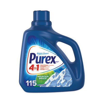 Purex Liquid Laundry Detergent, Mountain Breeze Scent, 150oz (4 Pack) - Fresh Scent for Clothes, Softens Fabric, Ideal for Family Laundry & Large Loads