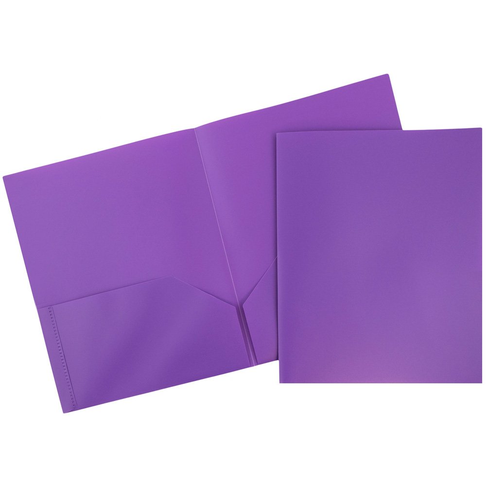 JAM Paper Medium Weight Plastic Presentation Folders - 96 Pack, Purple - Ideal for Office, School, Business Reports & Document Organization