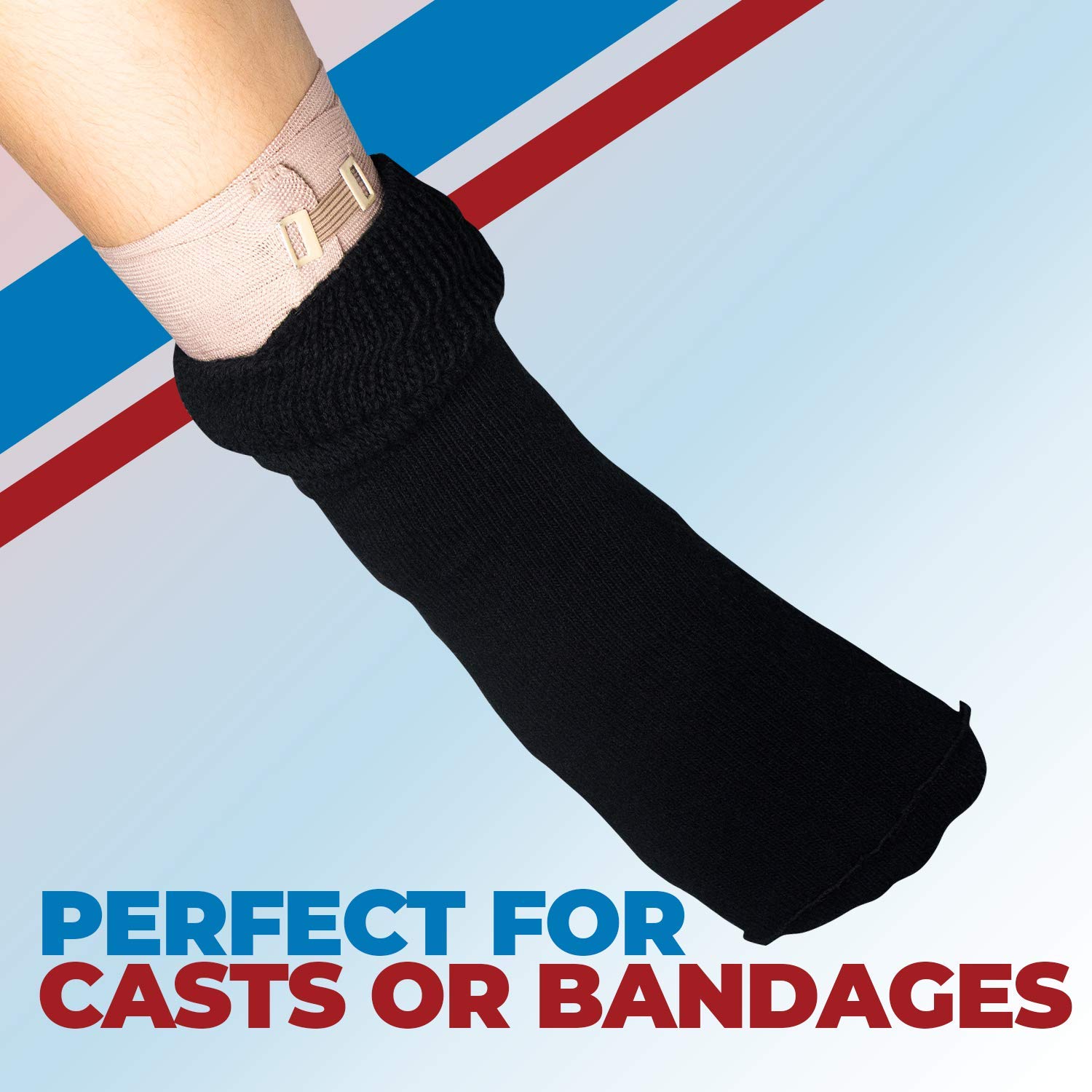 Non-Slip Grip Socks for Men & Women - Hospital Socks with Anti-Skid Soles for Elderly & Diabetic Patients (Size 9-12, Extra Wide Fit for Swollen Feet) - 4 Pairs Black - Perfect for Hospital Stay, Home Recovery and Fall Prevention