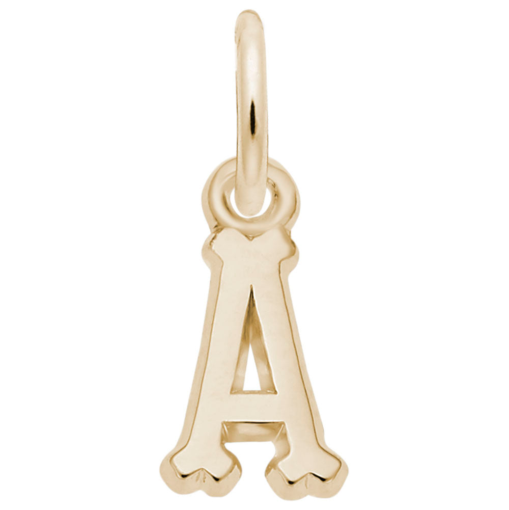 14K Yellow Gold Small Serif Initial A Charm Pendant - Dainty Personalized Jewelry for Necklace, Bracelet & Gift Giving