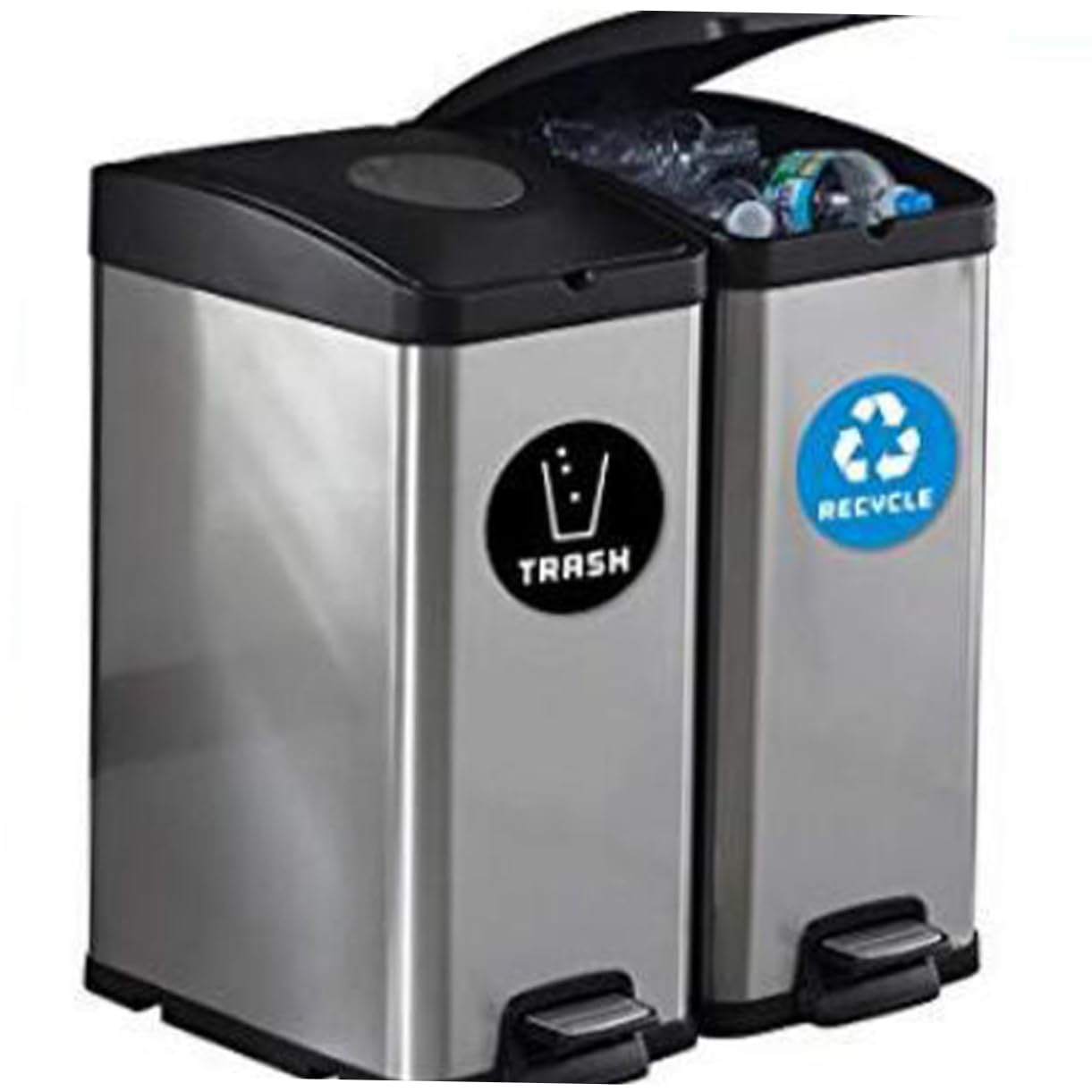 12-Pack PVC Recycling Stickers for Trash Cans - Durable Waste Sorting Labels to Improve Recycling Habits | Perfect for Home, Office & School Bins