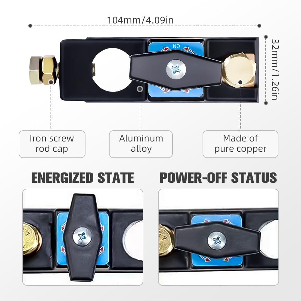 Heavy Duty Battery Disconnect Switch - Universal 12V/24V Battery Cut Off Isolator Kill Switch for Cars, RVs, Boats & Marine Vehicles | Waterproof & Corrosion-Resistant | Ideal for Winter Storage, Maintenance & Emergency Power Shutoff