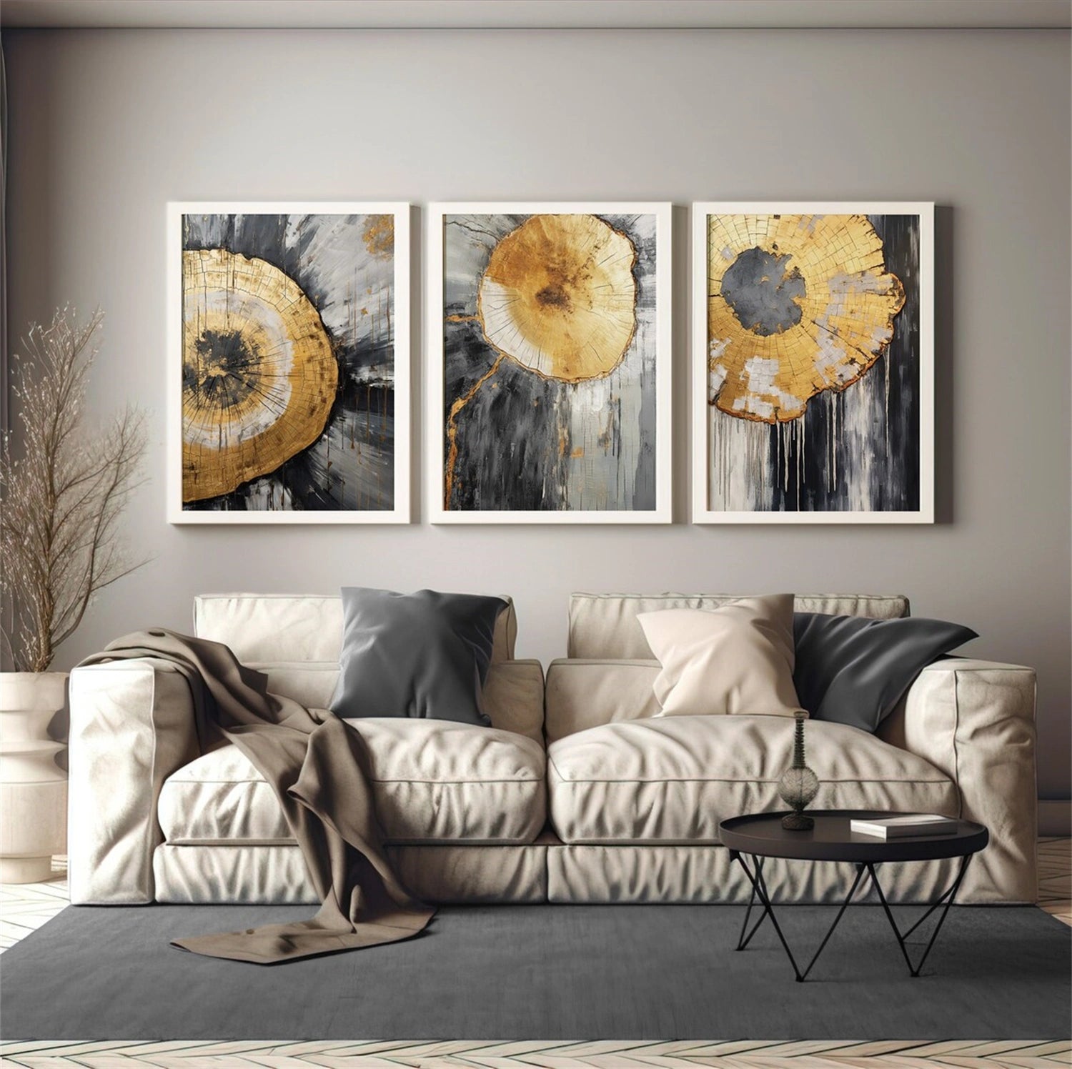 Abstract Painting Set of 3 - Modern Wall Art Canvas Prints for Living Room, Bedroom & Office Decor #AB207 | Perfect for Home Styling & Gift Giving