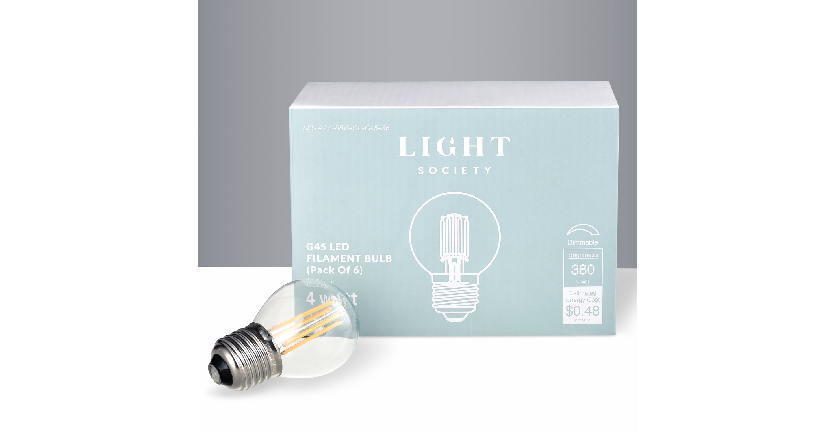 Klur G45 Vintage LED Edison Bulb - Dimmable Warm White 2700K, E26 Base, 6W (60W Equivalent) - Perfect for Pendant Lights, Chandeliers, and Industrial Style Lamps