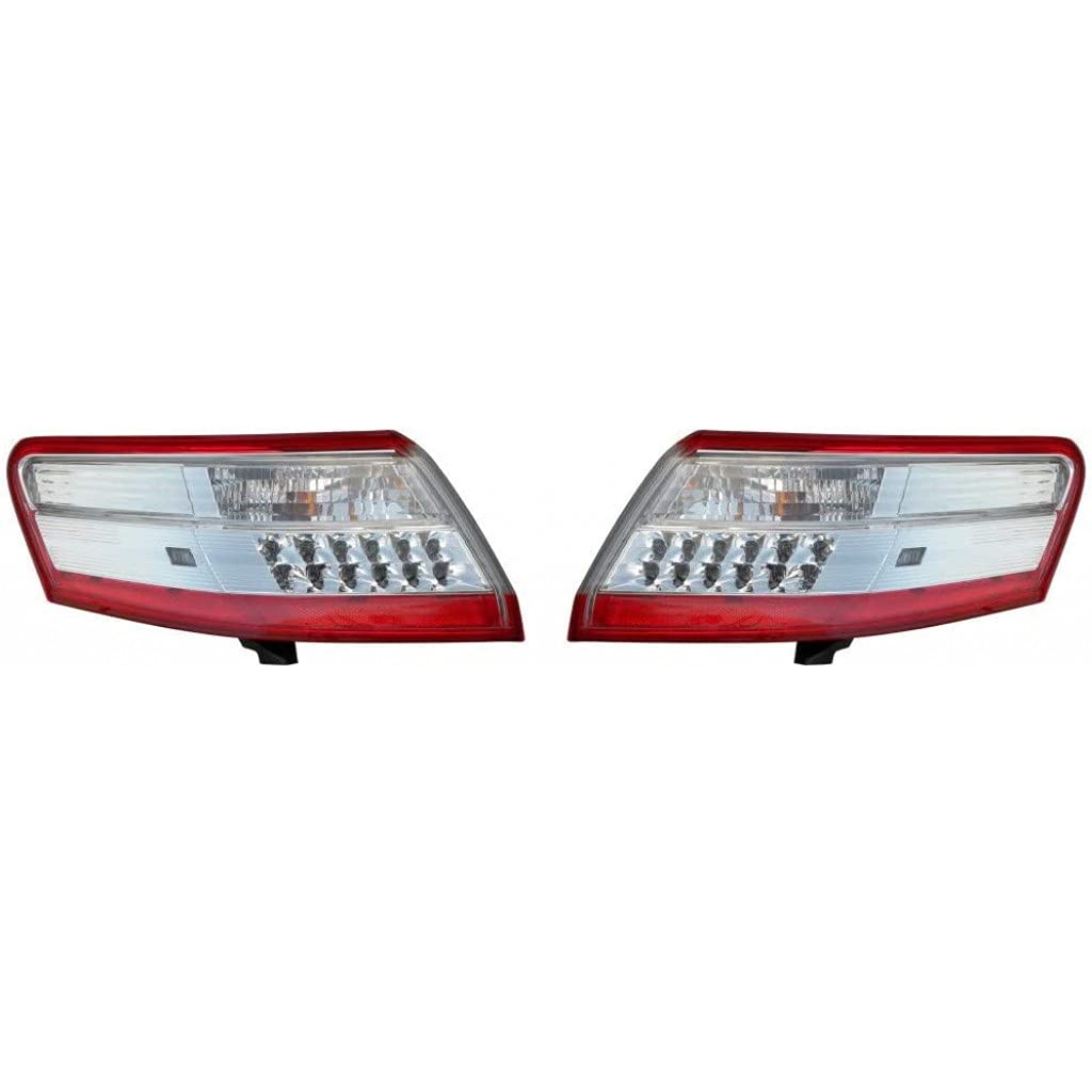 2010-2011 Toyota Camry Rear Tail Lights Pair - Left & Right Side Compatible with Hybrid Models (TO2800184 TO2801184 | 81560-06350 81550-06350) - Perfect for Replacement & Nighttime Safety Enhancement