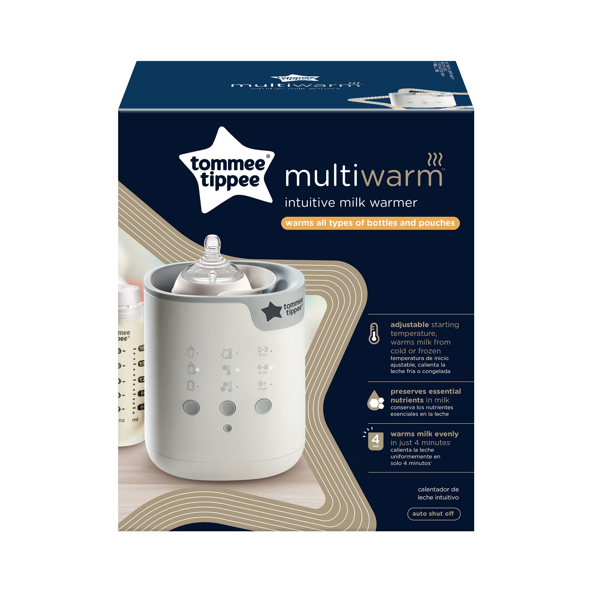 Tommee Tippee Multiwarm Bottle & Pouch Warmer - Fast Baby Bottle Warmer Heats Milk & Food to Perfect Temperature in Minutes with Auto Timer - Ideal for Night Feedings & Travel - White