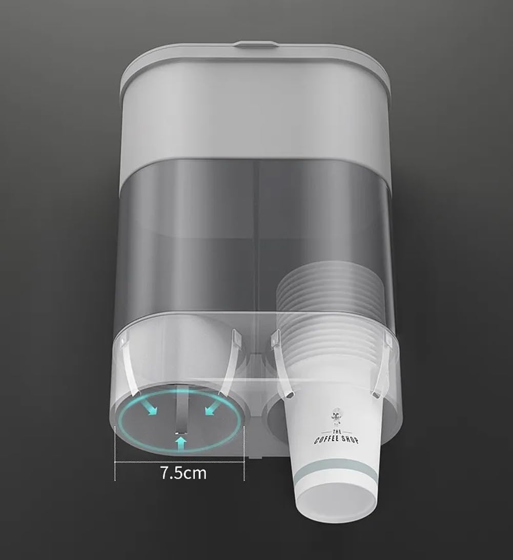 HomeFast Wall Mounted Automatic Paper Cup Dispenser with Anti-Dust Cover - Disposable Cup Holder & Storage Shelf for Water Cups - Perfect for Offices, Restaurants, and Coffee Shops