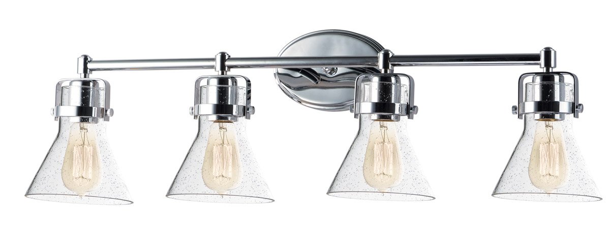 Polished Chrome 4-Light Bathroom Vanity Fixture - 33 Inch Steel Frame with 240W MB Bulbs - Perfect for Modern Bathrooms & Powder Rooms