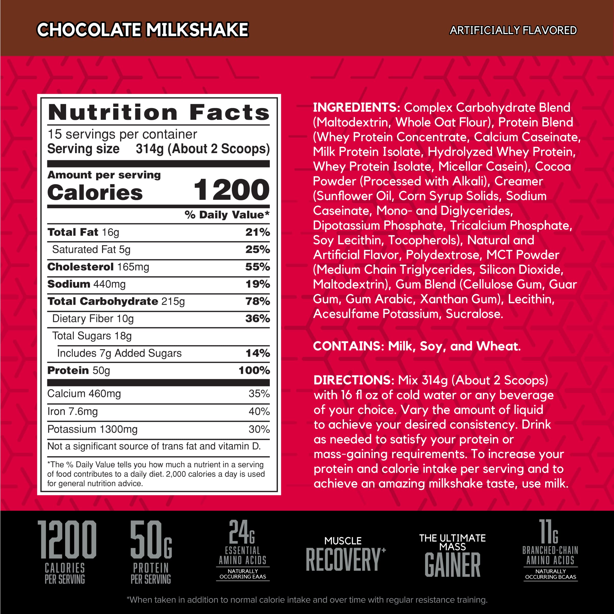 BSN TRUE-MASS Weight Gainer Protein Powder - Chocolate Milkshake Flavor, 10.38lb Muscle Building Supplement for Bodybuilding & Post-Workout Recovery | Perfect for Gym Enthusiasts & Athletes