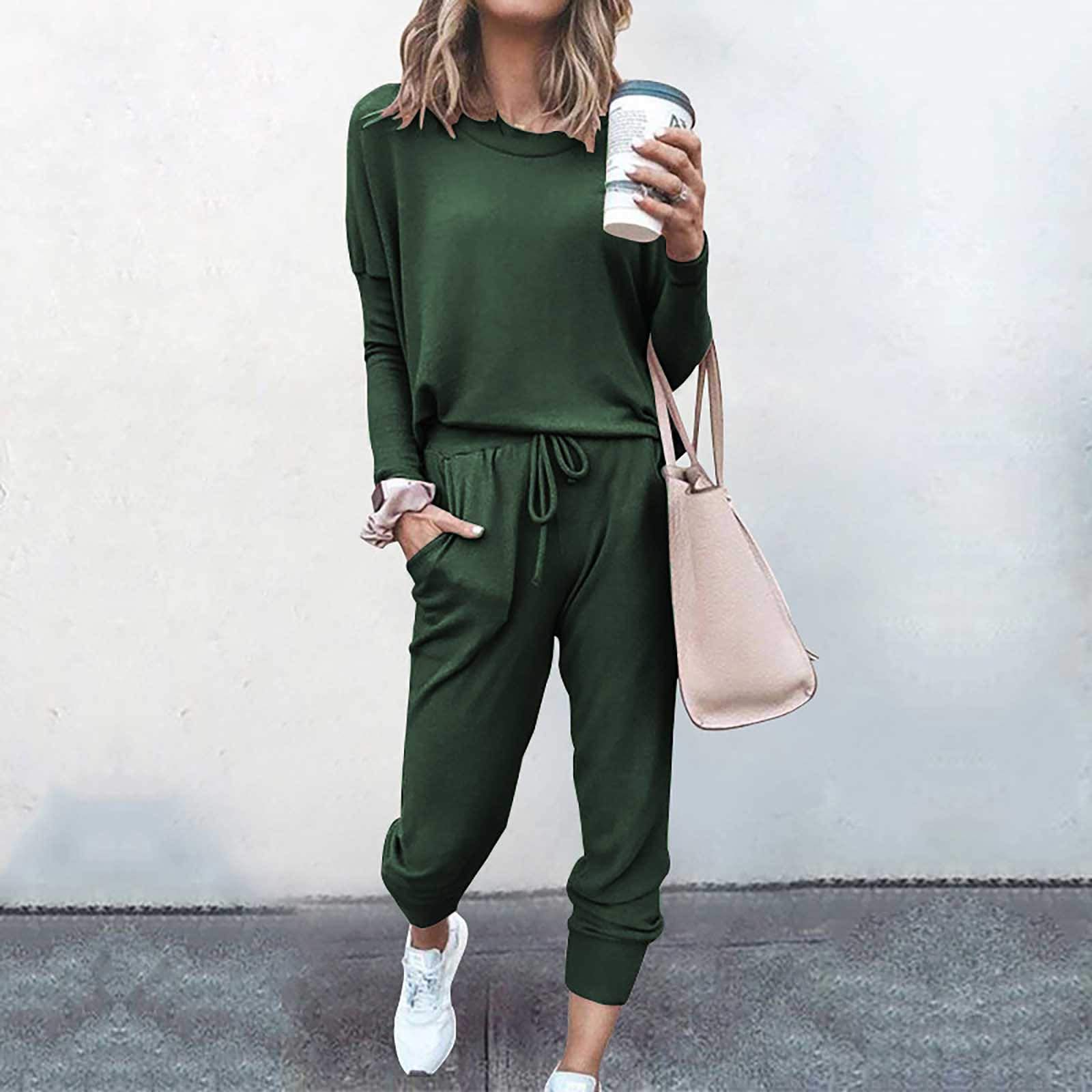 Women's 2-Piece Lounge Set - Soft Sweatshirt & Jogger Pajama Set | Trendy Fall Fashion 2024 | Matching Tracksuit for Travel, Home Relaxation & Casual Outfits