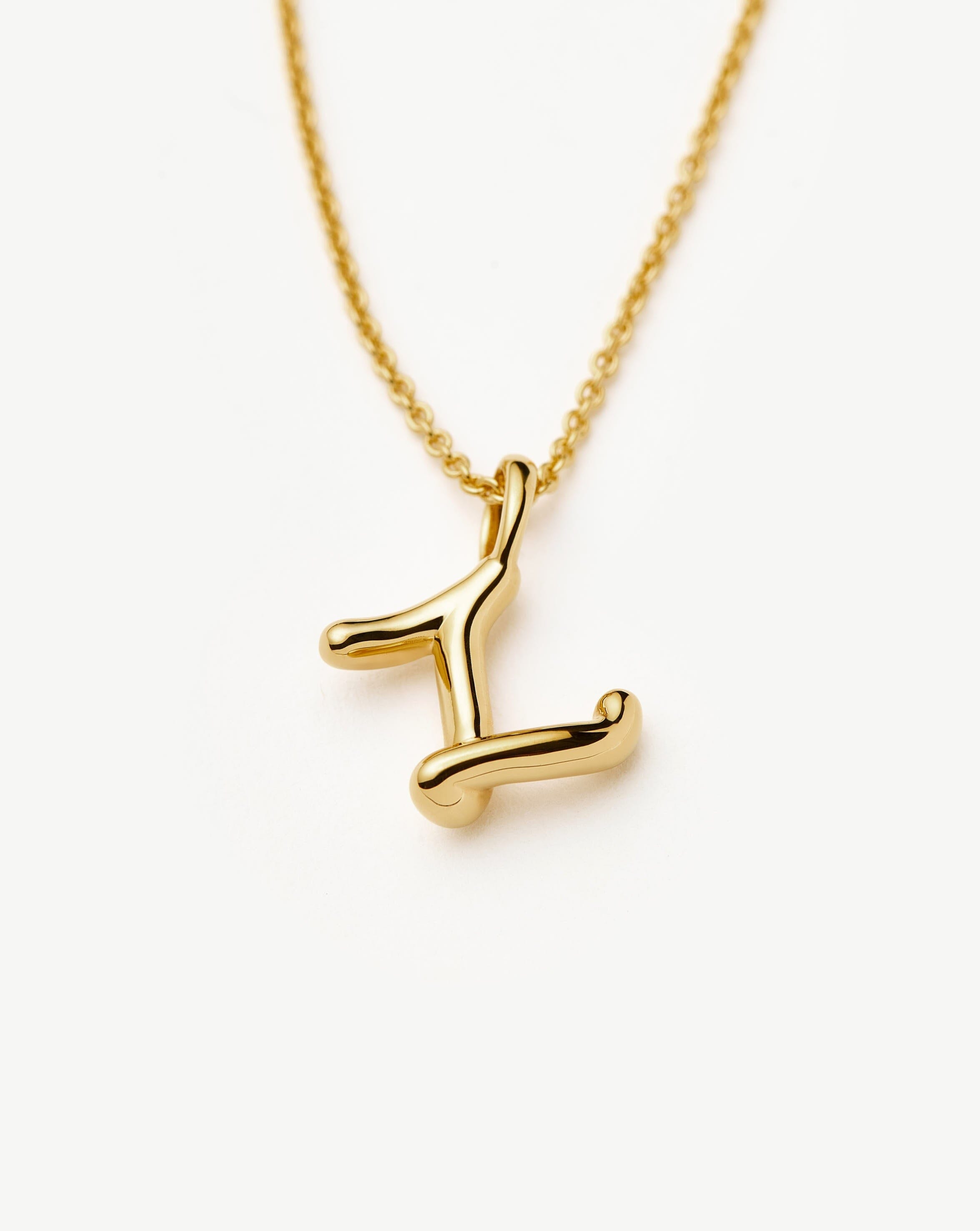 Curly Molten Mini Initial Necklace - 18k Gold Vermeil Personalized Jewelry for Women | Perfect Gift for Birthday, Anniversary & Valentine's Day